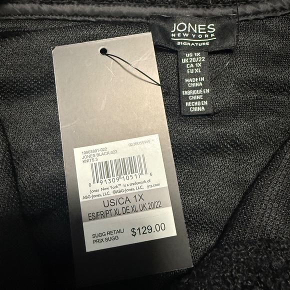 Jones New York Women's Full Zip Side Pockets Fleece Sherpa Black Jacket Size 1X - Picture 8 of 9